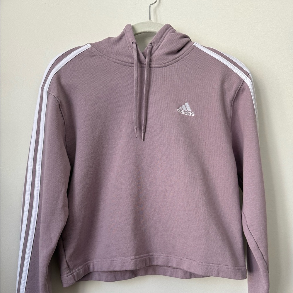 Adidas Cropped Hoodie | Women’s | Mauve / Dusty Purple | Cozy Athleisure